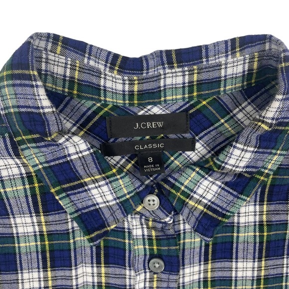 J. Crew Classic Long Sleeve Button Down Navy Green Plaid 8 - Picture 3 of 7
